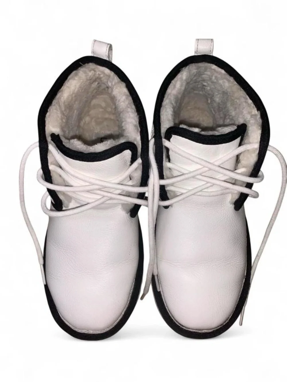 UGG Men’s White Leather Ankle Boots with Black Trim